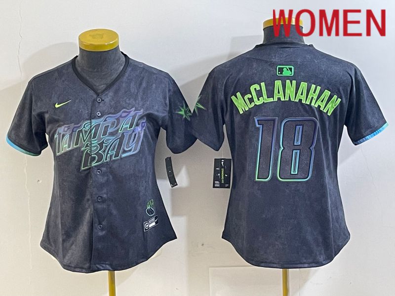 Women Tampa Bay Rays #18 Mcclanahan Black City Edition 2024 Nike MLB Jersey style 1->youth mlb jersey->Youth Jersey